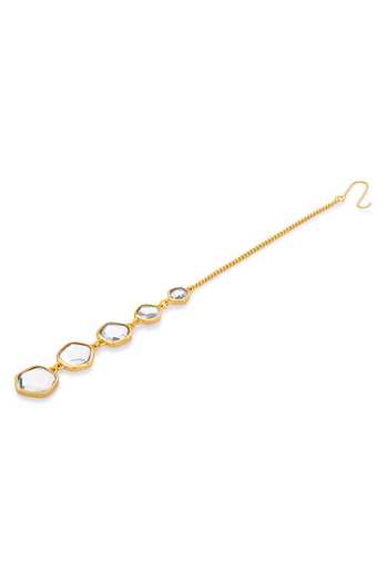 Isharya_White Glimmer Mirror Maangtikka _Online_at_Aza_Fashions