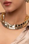 Buy_Isharya_White Glimmer Layered Mirror Necklace_at_Aza_Fashions