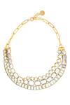 Shop_Isharya_White Glimmer Layered Mirror Necklace_at_Aza_Fashions