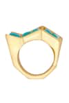 Isharya_Blue Mirror, Turquoise Stone Glow Zigzag Ring_Online_at_Aza_Fashions