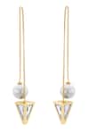 Shop Isharya White Mirrors, Pearls Flash And Threader Earrings at Aza Fashions Shop_Isharya_White Mirrors, Pearls Flash And Threader Earrings _at_Aza_Fashions