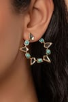 Buy_Isharya_Blue Mirror Glow Peel Stone Embellished Earrings_at_Aza_Fashions