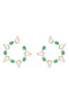 Shop_Isharya_Blue Mirror Glow Peel Stone Embellished Earrings_at_Aza_Fashions