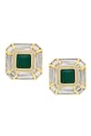 Shop_ISHARYA_Green Mirror Fiesta Hydro Stone Embellished Studs _at_Aza_Fashions