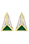 Buy_Isharya_Green Mirror, Emerald Hydro Stone Fiesta Pyramid Shaped Studs_at_Aza_Fashions