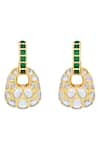 Shop_Isharya_Green Mirrors, Stones Fiesta Hydro Embellished Earrings _at_Aza_Fashions