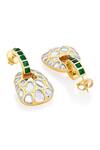 Isharya_Green Mirrors, Stones Fiesta Hydro Embellished Earrings _Online_at_Aza_Fashions