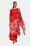 Buy_Satya Paul_Red Crepe Printed And Embroidered Blissful Blossom & Kurta & Palazzo Set _at_Aza_Fashions