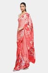 Satya Paul_Pink Satin Georgette Printed And Kyoto Kawaii Saree With Running Blouse _Online_at_Aza_Fashions