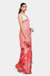 Buy_Satya Paul_Pink Satin Georgette Printed And Kyoto Kawaii Saree With Running Blouse _Online_at_Aza_Fashions