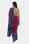 Shop_Satya Paul_Pink Crepe Printed Floral And Wave Kanagawa Saree With Running Blouse _at_Aza_Fashions