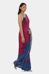 Buy_Satya Paul_Pink Crepe Printed Floral And Wave Kanagawa Saree With Running Blouse _Online_at_Aza_Fashions