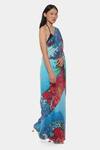 Buy_Satya Paul_Blue Georgette Printed Psychedelic And Floral Haiku Saree With Running Blouse _Online_at_Aza_Fashions