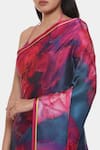 Shop_Satya Paul_Purple Satin Georgette Printed And Painterly Saree With Running Blouse _Online_at_Aza_Fashions