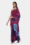 Satya Paul_Purple Satin Georgette Printed And All Queens Saree With Running Blouse Piece _Online_at_Aza_Fashions