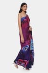 Buy_Satya Paul_Purple Satin Georgette Printed And All Queens Saree With Running Blouse Piece _Online_at_Aza_Fashions