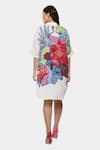 Shop_Satya Paul_Brown Linen Printed Psychedelic Floral Band Collar Mileage Tunic _at_Aza_Fashions