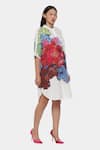 Buy_Satya Paul_Brown Linen Printed Psychedelic Floral Band Collar Mileage Tunic _Online_at_Aza_Fashions