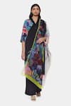 Buy_Satya Paul_Black Crepe Printed Psychedelic Tattoo V Collar Kurta Palazzo Set _at_Aza_Fashions