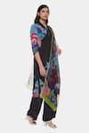 Buy_Satya Paul_Black Crepe Printed Psychedelic Tattoo V Collar Kurta Palazzo Set _Online_at_Aza_Fashions