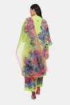 Shop_Satya Paul_Green Linen Printed Psychedelic Tattoo V Collar Love Kurta Palazzo Set _at_Aza_Fashions