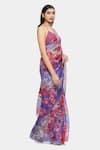 Buy_Satya Paul_Purple Cotton Print Floral Memories Of May Saree With Running Blouse _Online_at_Aza_Fashions