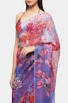 Shop_Satya Paul_Purple Cotton Print Floral Memories Of May Saree With Running Blouse _Online_at_Aza_Fashions