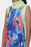 Shop_Satya Paul_Green Scuba Print Abstract Illusion High Neck Athlete Dress _Online_at_Aza_Fashions