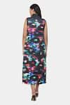 Shop_Satya Paul_Green Scuba Print Abstract Illusion High Neck Dress _at_Aza_Fashions