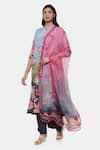 Buy_Satya Paul_Pink Crepe Print Floral Notched Neck Artsy Lotus Kurta Pant Set _Online_at_Aza_Fashions