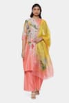 Buy_Satya Paul_Pink Chanderi Print Floral Love Kurta Pant Set _at_Aza_Fashions