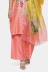 Satya Paul_Pink Chanderi Print Floral Love Kurta Pant Set _Online_at_Aza_Fashions