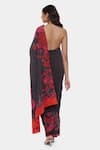 Shop_Satya Paul_Red Crepe Print Floral Phulkari Saree With Running Blouse _at_Aza_Fashions