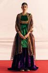 Buy_Mimamsaa_Green Silk Velvet Woven And Hand Embroidered Aagya Kurta Gharara Set  _at_Aza_Fashions