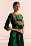 Buy_Mimamsaa_Green Silk Velvet Woven And Hand Embroidered Aagya Kurta Gharara Set  _Online_at_Aza_Fashions