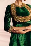 Shop_Mimamsaa_Green Silk Velvet Woven And Hand Embroidered Aagya Kurta Gharara Set  _Online_at_Aza_Fashions
