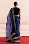 Shop_Mimamsaa_Blue Saree Silk Organza Woven And Hand Husna Bordered & Blouse Set  _at_Aza_Fashions