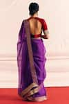 Shop_Mimamsaa_Purple Saree Silk Organza Woven And Hand Jheel Bordered & Blouse Set  _at_Aza_Fashions