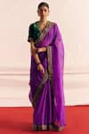 Buy_Mimamsaa_Purple Saree Silk Organza Woven And Hand Kalai Sequin & Blouse Set  _at_Aza_Fashions