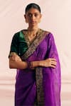 Mimamsaa_Purple Saree Silk Organza Woven And Hand Kalai Sequin & Blouse Set  _Online_at_Aza_Fashions