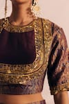 Buy_Mimamsaa_Maroon Brocade Silk Woven And Embroidered Vintage Pattern Round Bridal Lehenga Set _Online_at_Aza_Fashions