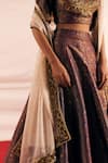 Buy_Mimamsaa_Maroon Brocade Silk Woven And Embroidered Vintage Pattern Round Bridal Lehenga Set 