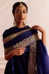 Shop_Mimamsaa_Blue Organza Silk Woven And Hand Embroidered Floral Simrat Dupatta  _at_Aza_Fashions