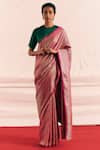 Buy_Mimamsaa_Magenta Satin Silk Woven Simrin Saree With Unstitched Blouse Piece  _at_Aza_Fashions