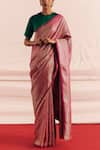 Mimamsaa_Magenta Satin Silk Woven Simrin Saree With Unstitched Blouse Piece  _Online_at_Aza_Fashions