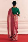 Shop_Mimamsaa_Magenta Satin Silk Woven Simrin Saree With Unstitched Blouse Piece  _at_Aza_Fashions