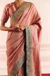 Buy_Mimamsaa_Magenta Satin Silk Veera Border Saree With Unstitched Blouse Piece  _Online_at_Aza_Fashions