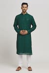 Buy_Aham-Vayam_Green Cotton Embroidered Sequins Festive Kurta And Churidar Set_at_Aza_Fashions