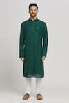 Aham-Vayam_Green Cotton Embroidered Sequins Festive Kurta And Churidar Set_Online_at_Aza_Fashions
