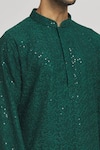 Shop_Aham-Vayam_Green Cotton Embroidered Sequins Festive Kurta And Churidar Set_Online_at_Aza_Fashions